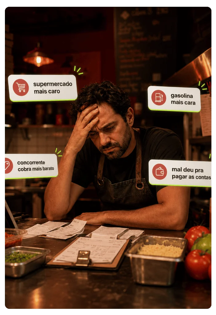 Empresário preocupado com a precificação do cardápio